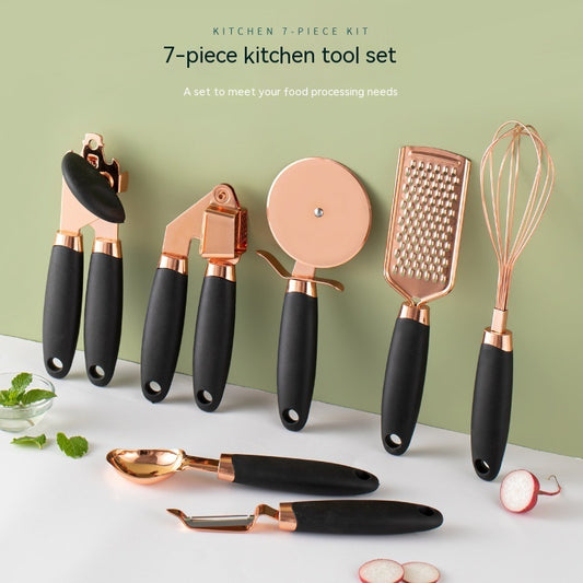 Set ustensiles de cuisine cuivrés 7 pièces – Support et outils indispensables