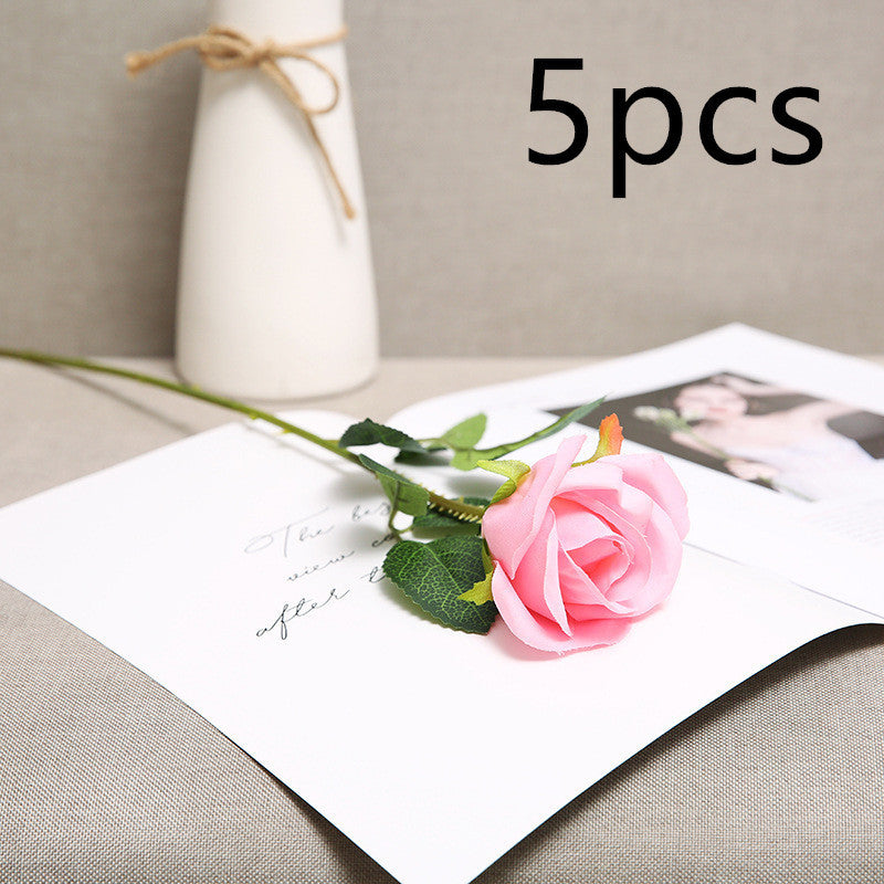 Bouquet de roses rouges artificielles – Fleurs en tissu pour décoration romantique