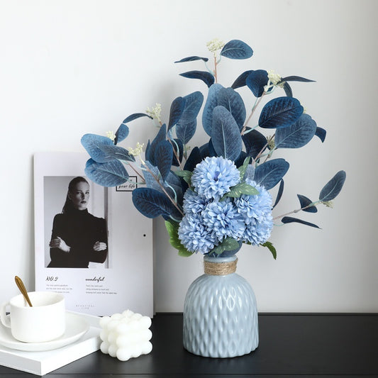 Bouquet Artificiel d'Eucalyptus et Chrysanthèmes – Élégance Naturelle Multicolore