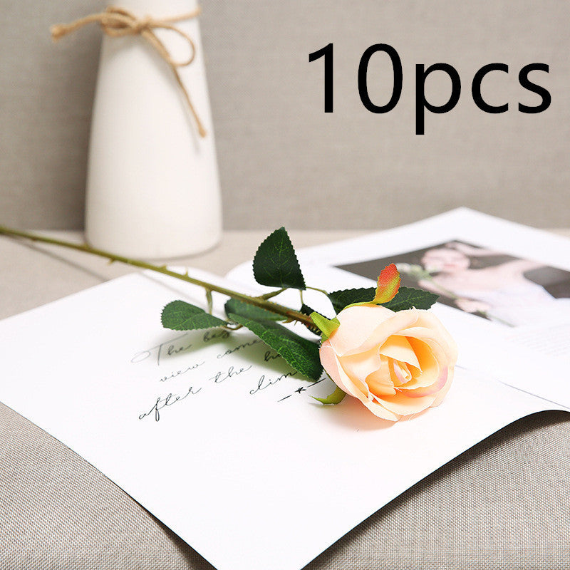 Bouquet de roses rouges artificielles – Fleurs en tissu pour décoration romantique