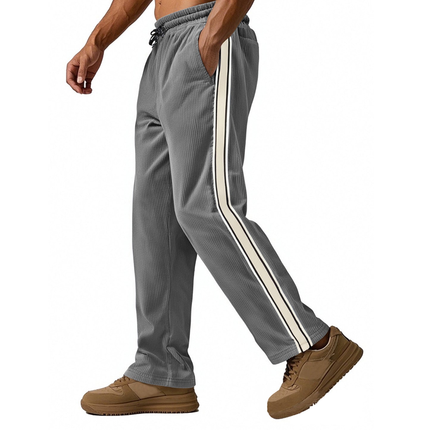 Pantalon de Survêtement Homme – Coupe Loose avec Bandes Latérales