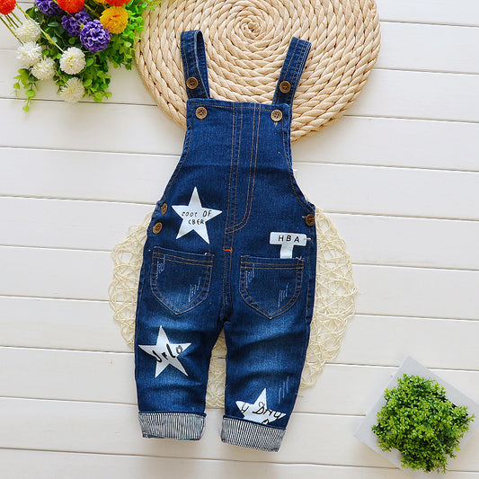 Pantalon salopette en coton pour bébé – Salopette effet jeans confortable