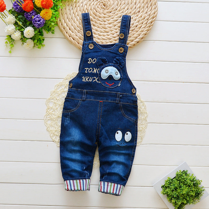 Pantalon salopette en coton pour bébé – Salopette effet jeans confortable