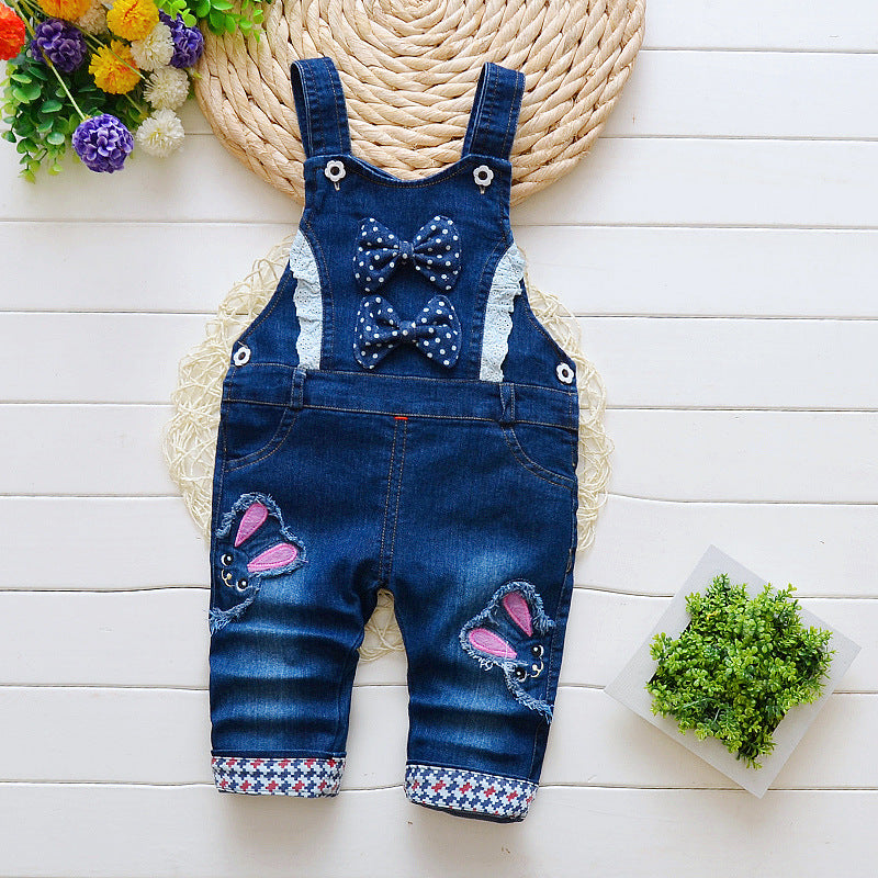 Pantalon salopette en coton pour bébé – Salopette effet jeans confortable