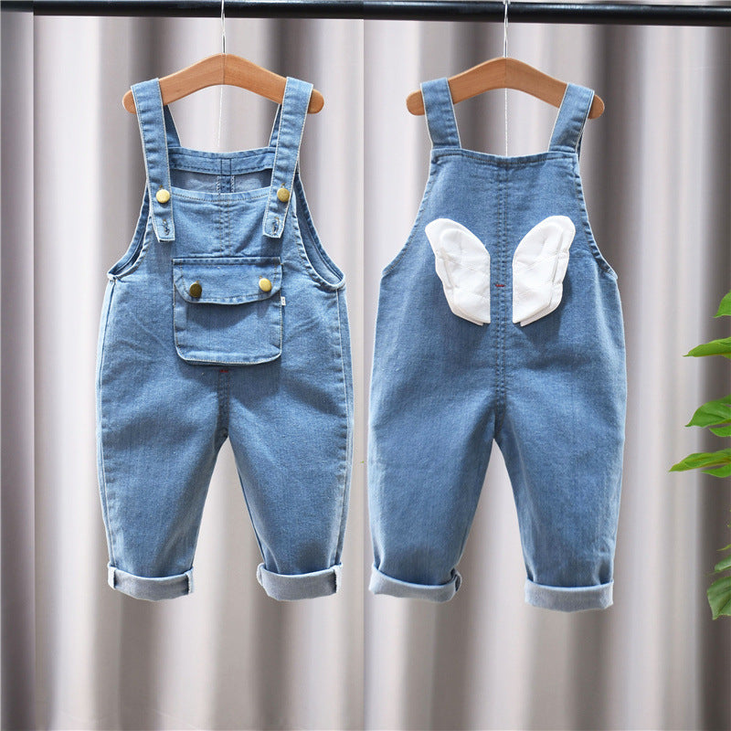 Pantalon salopette en coton pour bébé – Salopette effet jeans confortable