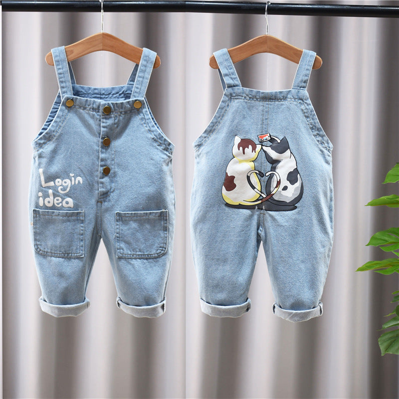 Pantalon salopette en coton pour bébé – Salopette effet jeans confortable