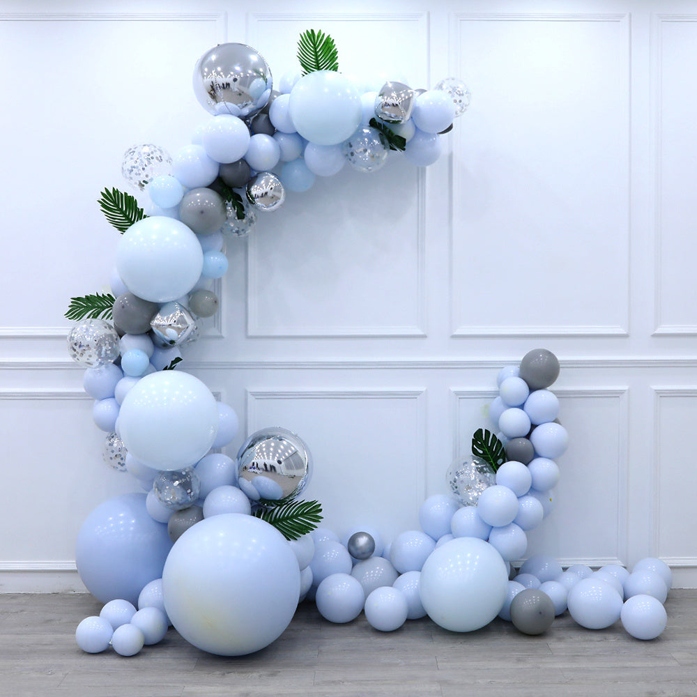 Kit Chaîne de Ballons Bleu et Gris – 116 Pièces