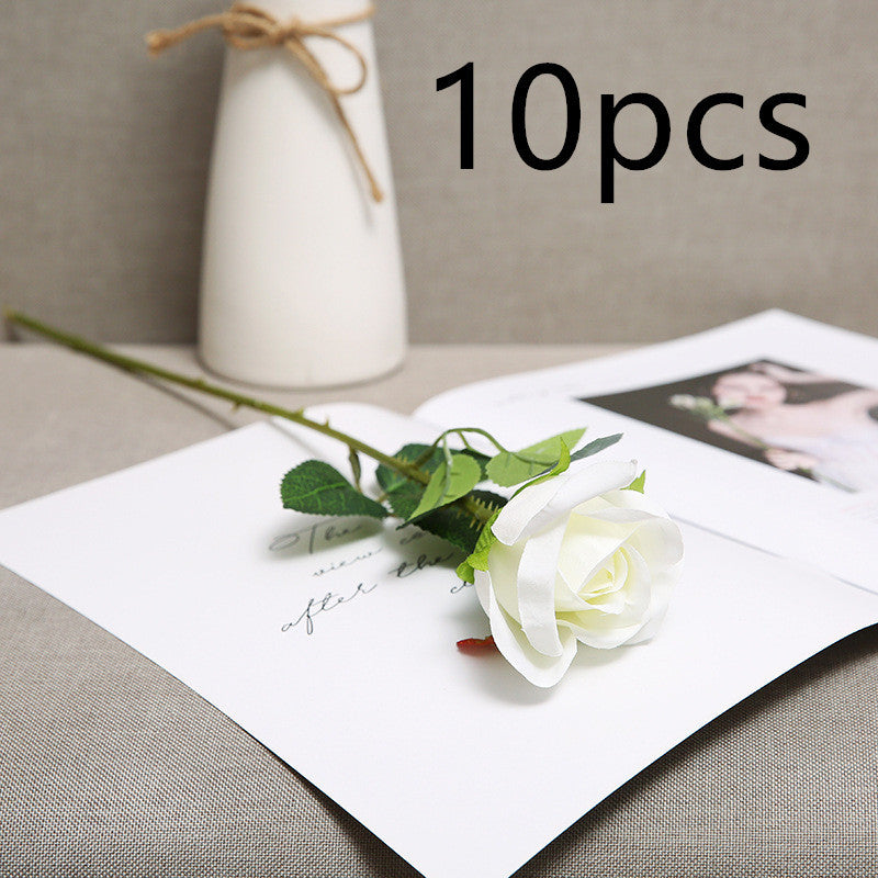 Bouquet de roses rouges artificielles – Fleurs en tissu pour décoration romantique