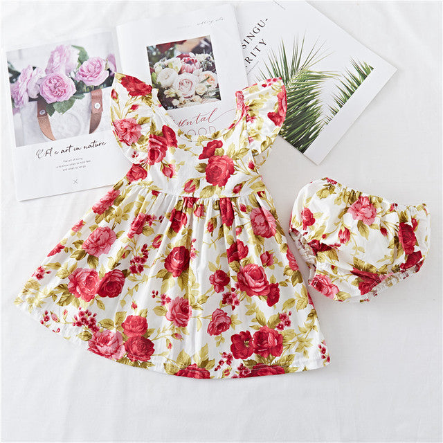 Robe en coton imprimé floral pour bébé fille – Robe à volants charmante