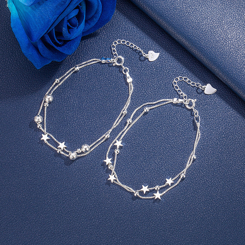 Bracelet double couche petites étoiles – argenté