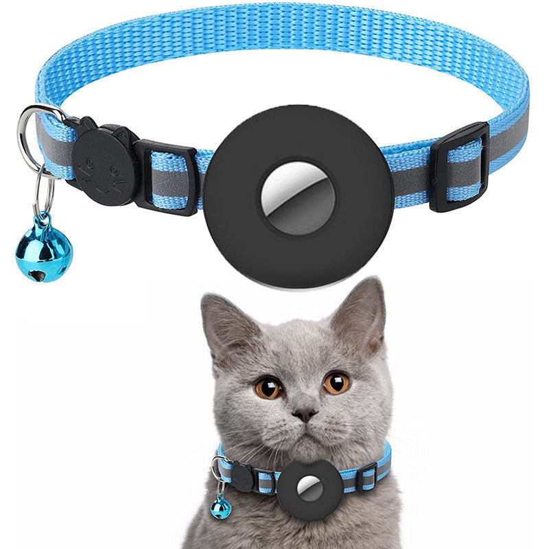 🐾 Collier Réfléchissant avec Support AirTag et Clochette – Anti‑perte pour Chats & Chiens