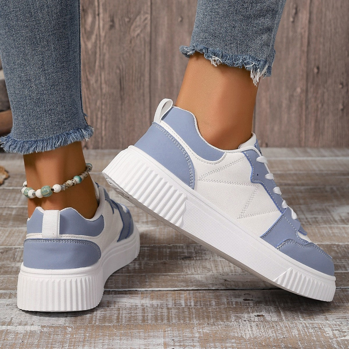 Sneakers skate légères à semelle épaisse – style étudiant sport-casual