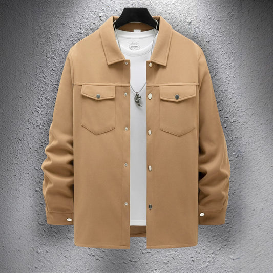 Veste homme casual unie – Coupe simple boutonnée pour printemps et automne