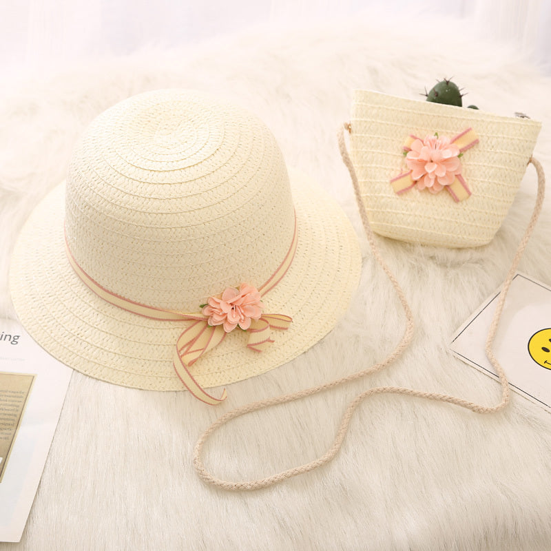 Chapeau de Soleil Fille Été + Sac Assorti – Style Princesse, Léger et Protecteur