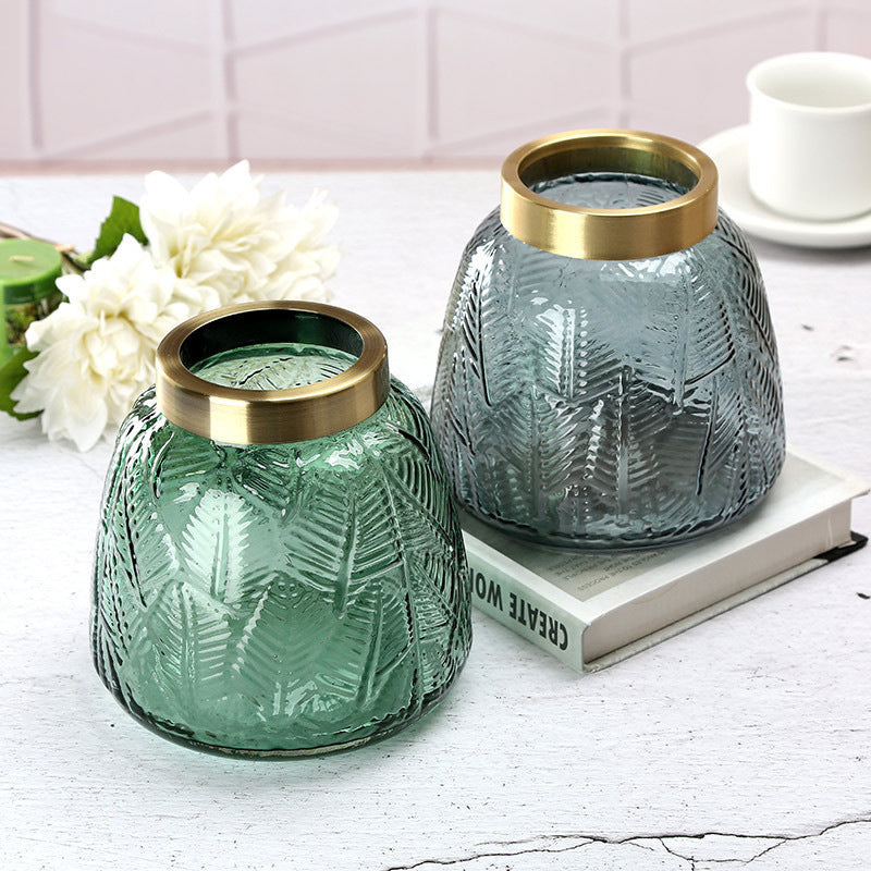 Vase en verre soufflé design géométrique – Style européen élégant
