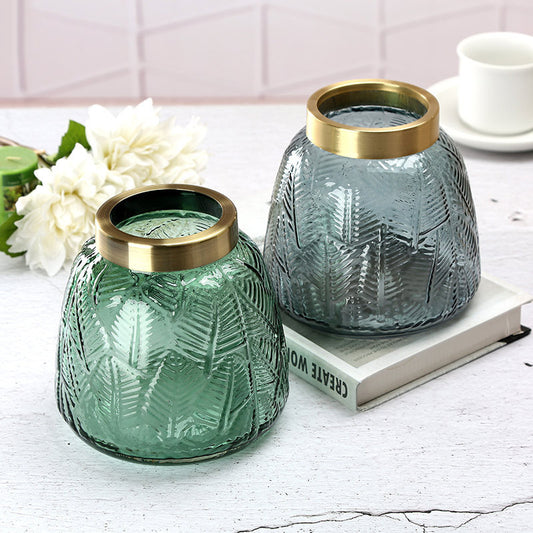 Vase en verre soufflé design géométrique – Style européen élégant