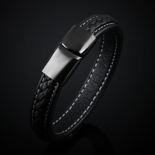 Bracelet en titane noir pour homme – Design géométrique, élégant et durable