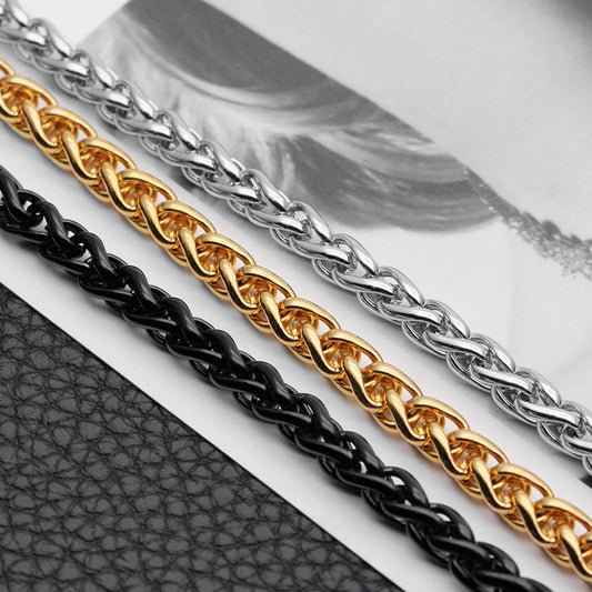 Collier homme en acier inoxydable – Chaîne large effet titane, style moderne