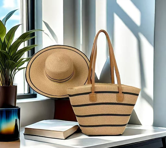 Chapeau de paille & sac assorti – protection solaire