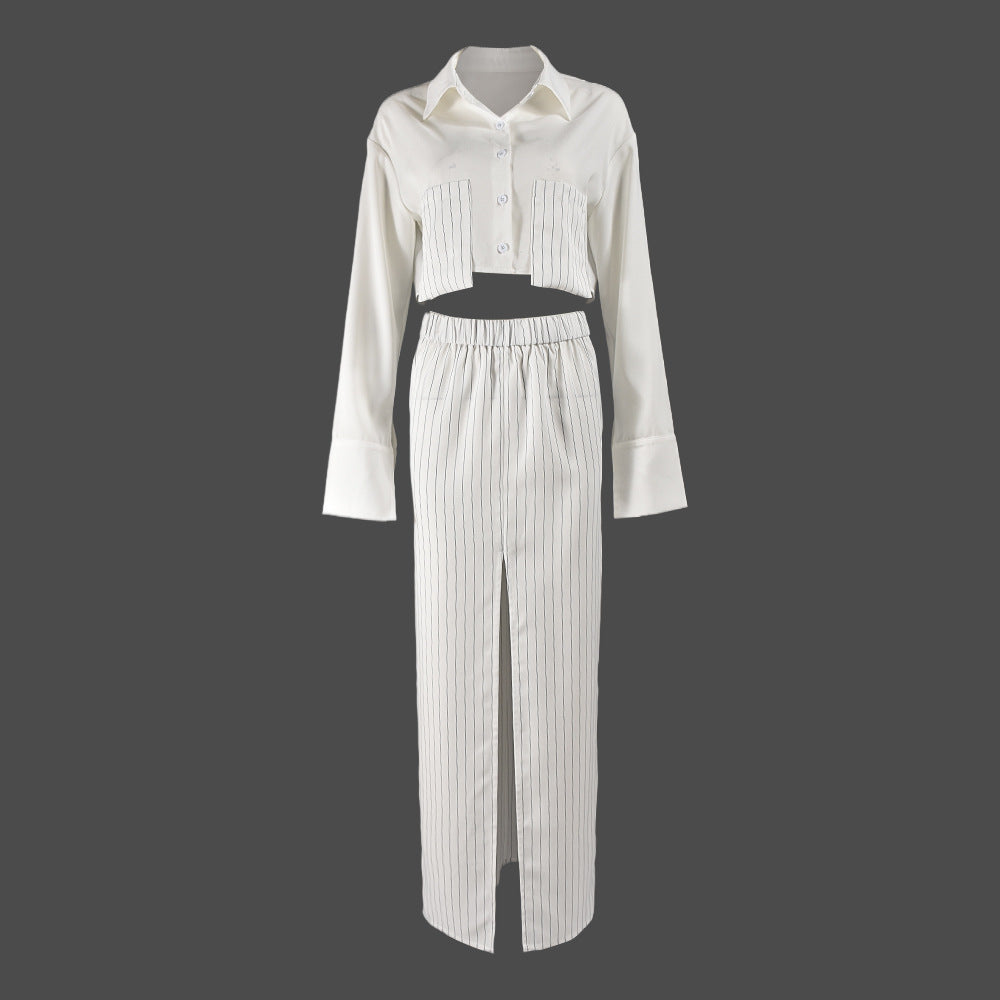 Ensemble chemisier à manches longues et jupe taille élastique – Automne/Hiver