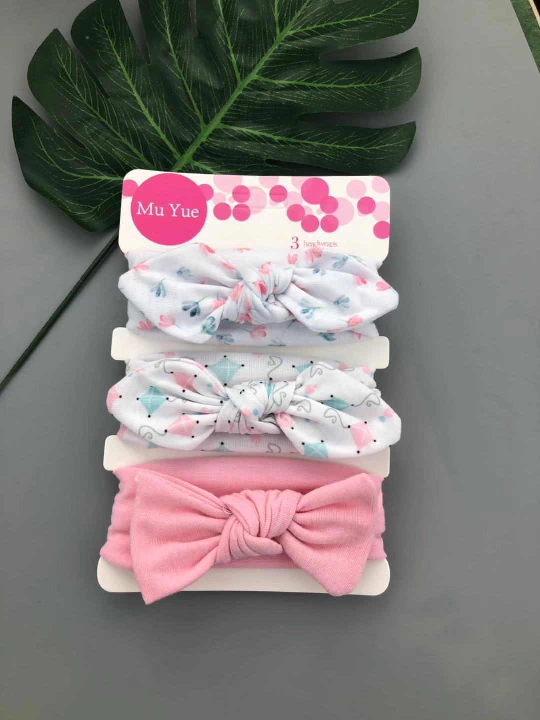 Lot 3 Bandeaux Enfant Imprimés – Nœuds Colorés, Style Princesse
