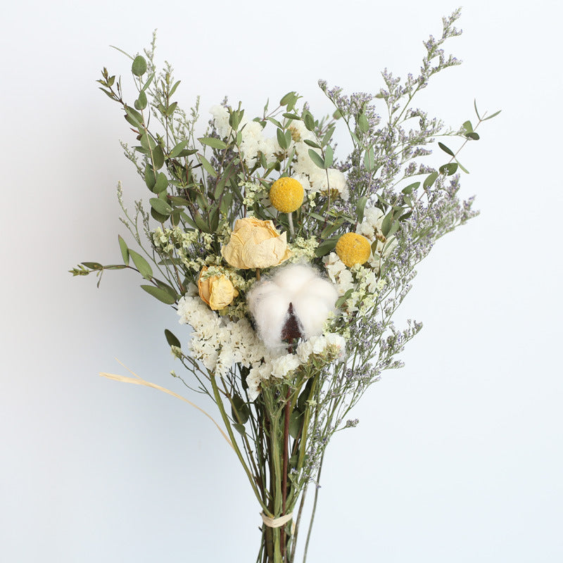 Bouquet de fleurs séchées eucalyptus coton rose – Déco naturelle et élégante