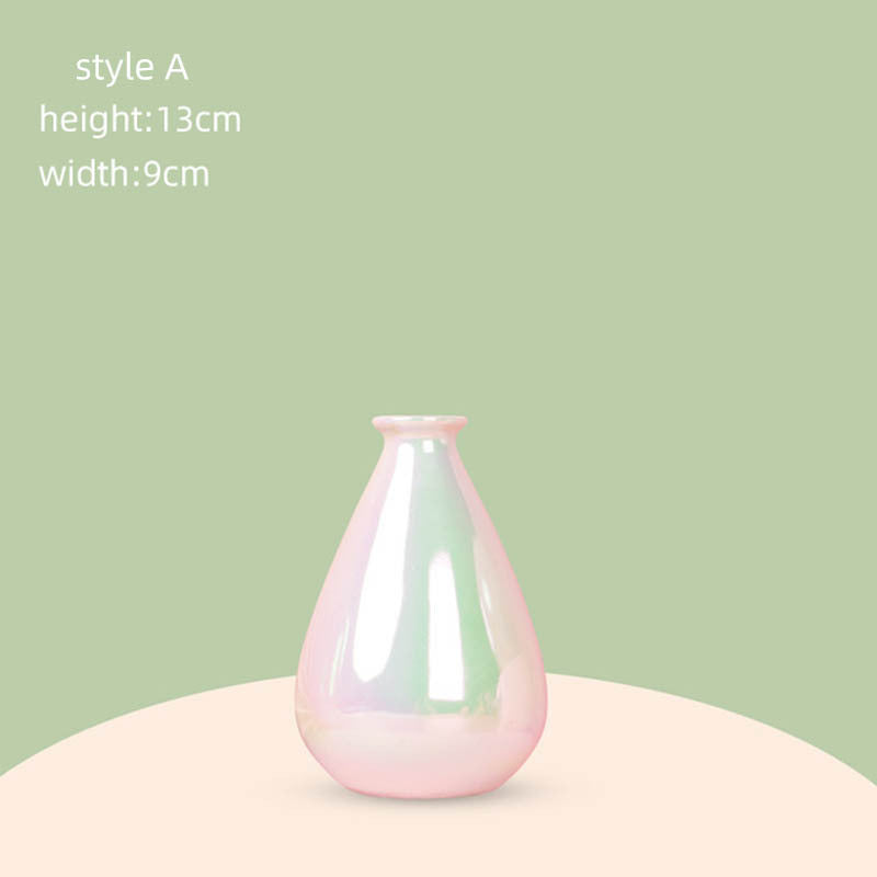 Vase en céramique moderne avec paillettes nacrées colorées – Style simple et tendance