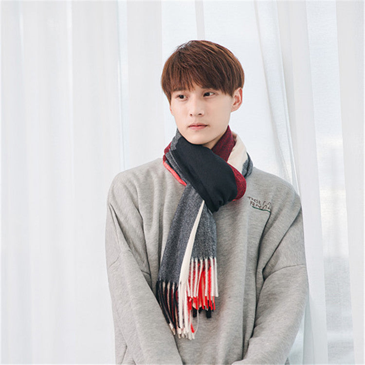 Écharpe chaude à carreaux avec franges – Style classique et confortable