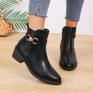 Bottes femme à talon épais – fermeture éclair latérale