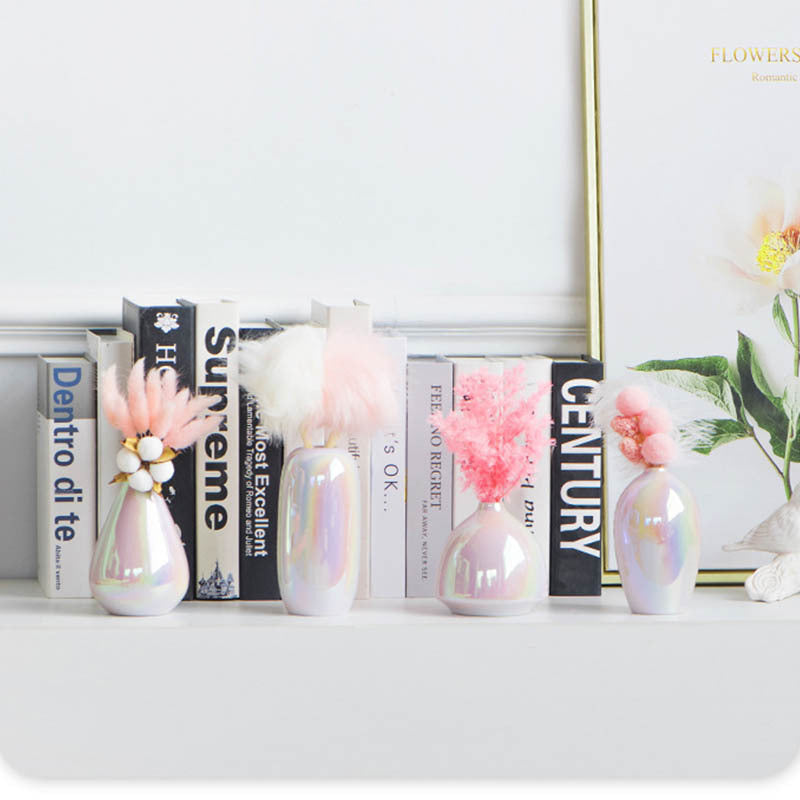 Vase en céramique moderne avec paillettes nacrées colorées – Style simple et tendance