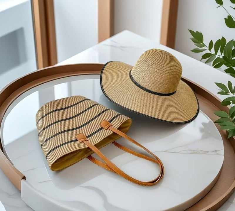Chapeau de paille & sac assorti – protection solaire