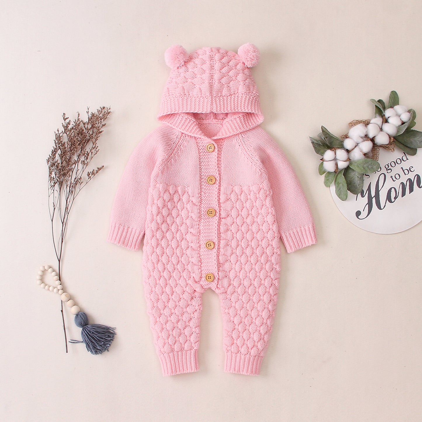 Combinaison tricotée à capuche pour bébé – Tenue confortable et stylée
