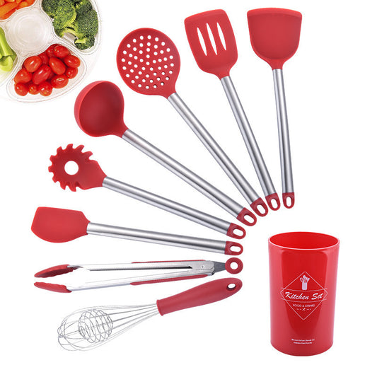 Set d’ustensiles de cuisine en silicone + manches tube inox – Hygiène et élégance