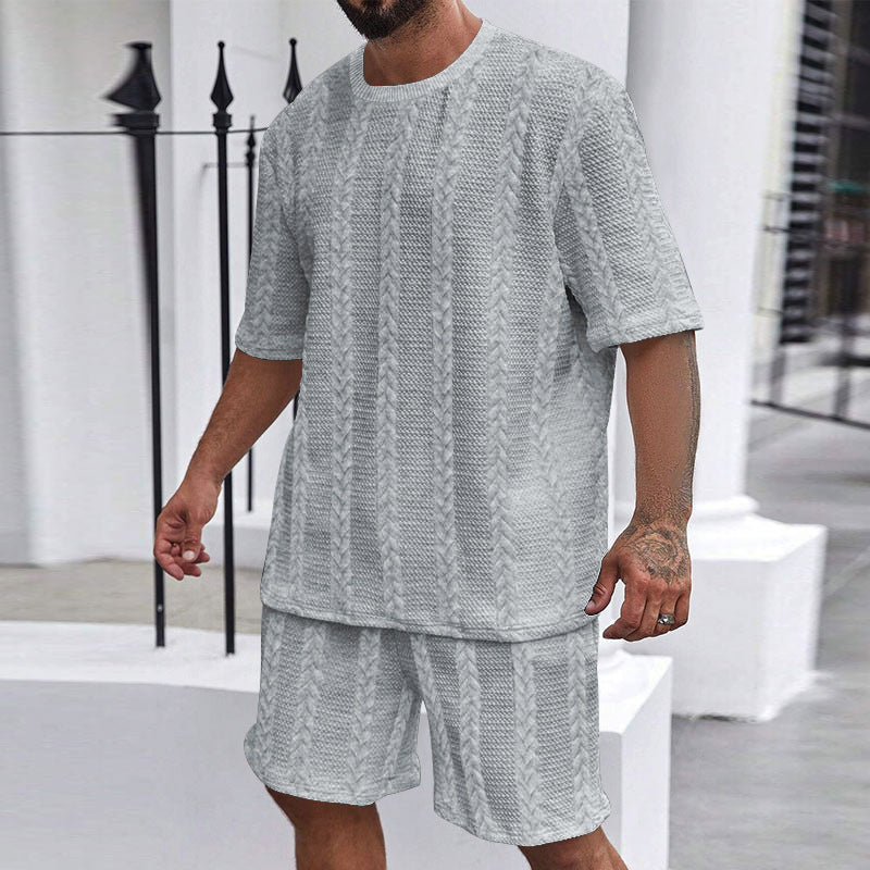Ensemble homme tricot texturé – Haut à pompons et pantalon confortable