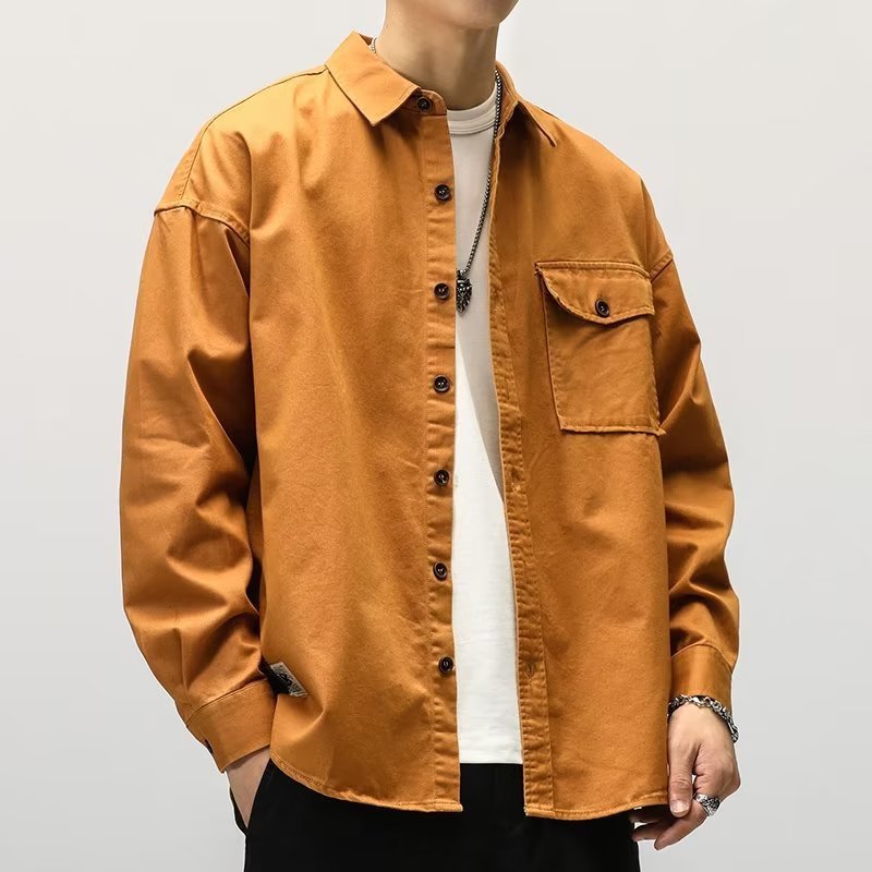 Chemise homme casual à manches longues – Style cardigan léger et polyvalent