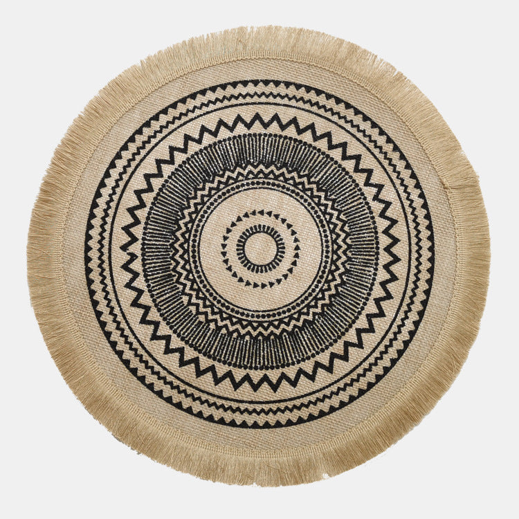 Set de table rond en jute tressé nordique avec bords frangés – Élégance naturelle pour votre table