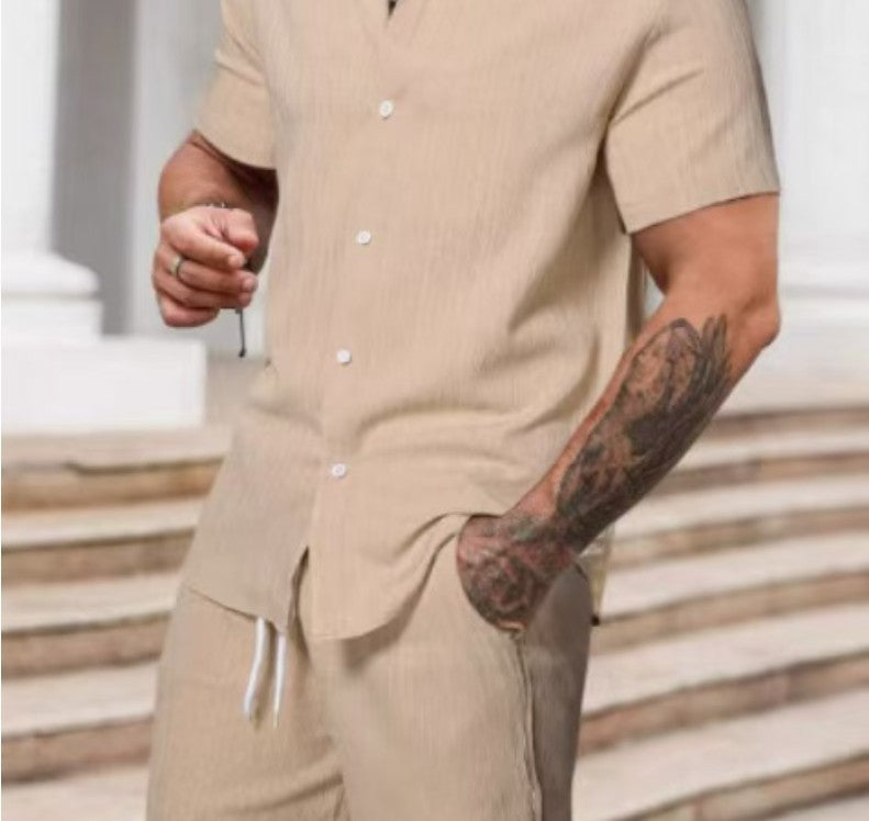 Costume décontracté homme – Ensemble rayé imprimé