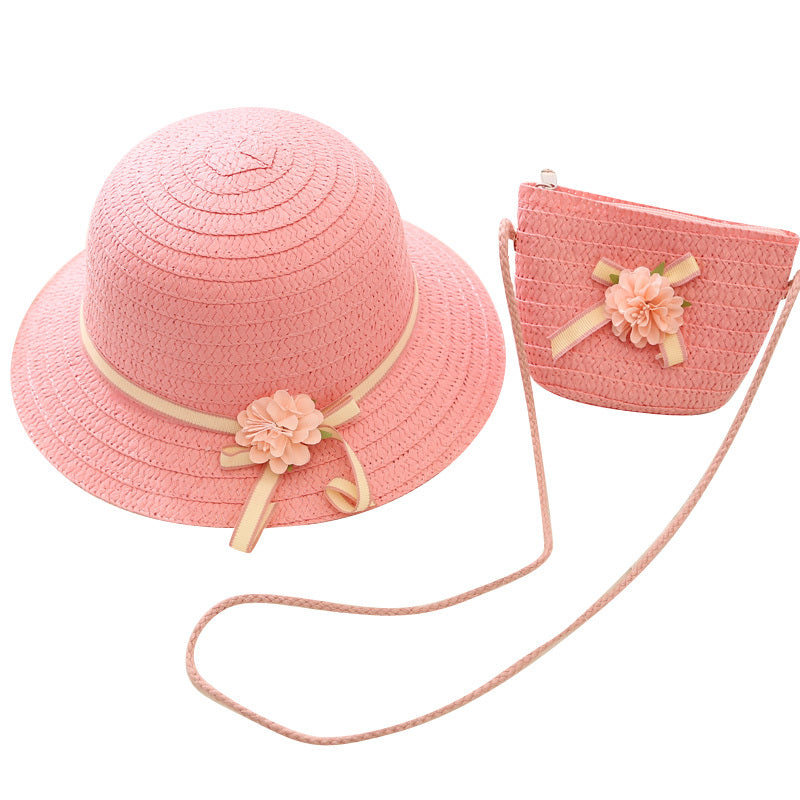 Chapeau de Soleil Fille Été + Sac Assorti – Style Princesse, Léger et Protecteur