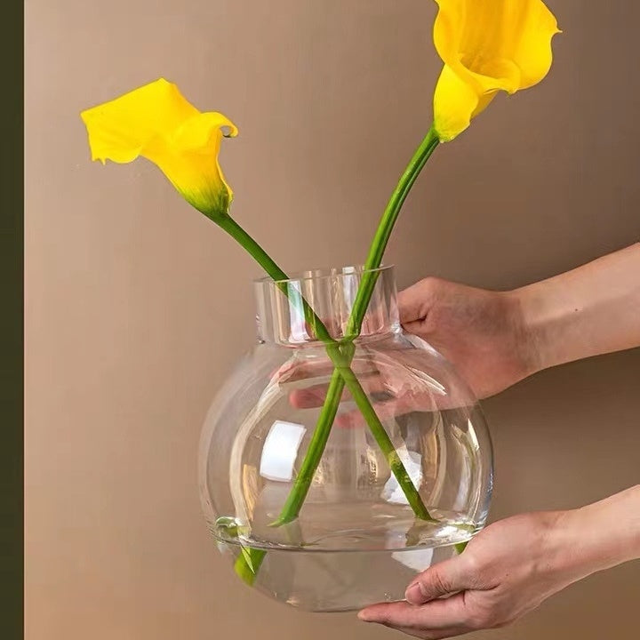 Vase en verre transparent créatif – Vase hydroponique pour fleurs fraîches ou séchées, décoration moderne pour salon ou bureau