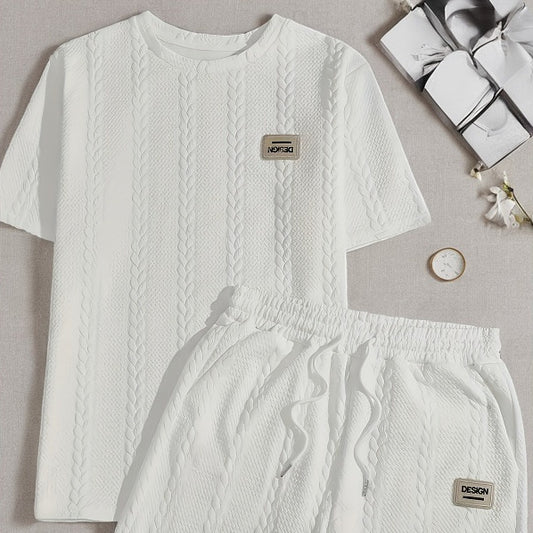 Ensemble homme tricot texturé – Haut à pompons et pantalon confortable