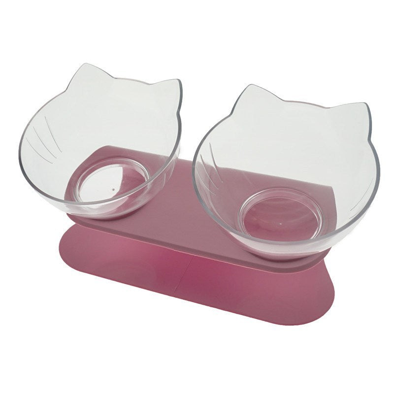 Bol Double pour Chat avec Support Élevé – Design Transparent, Antidérapant, Protection de la Colonne Cervicale