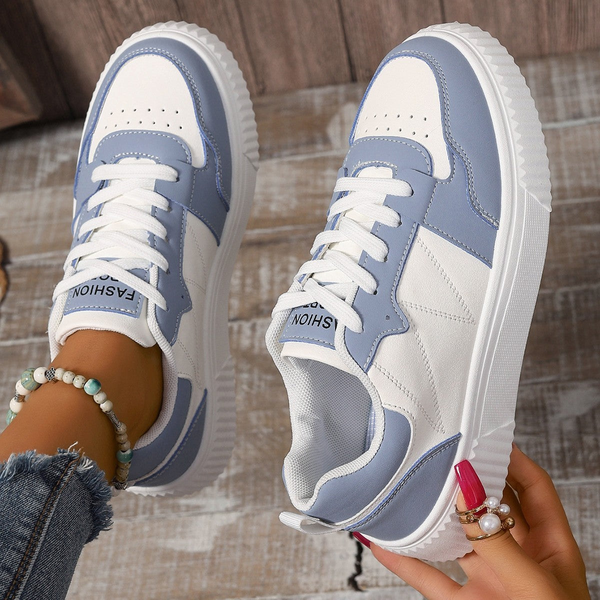 Sneakers skate légères à semelle épaisse – style étudiant sport-casual