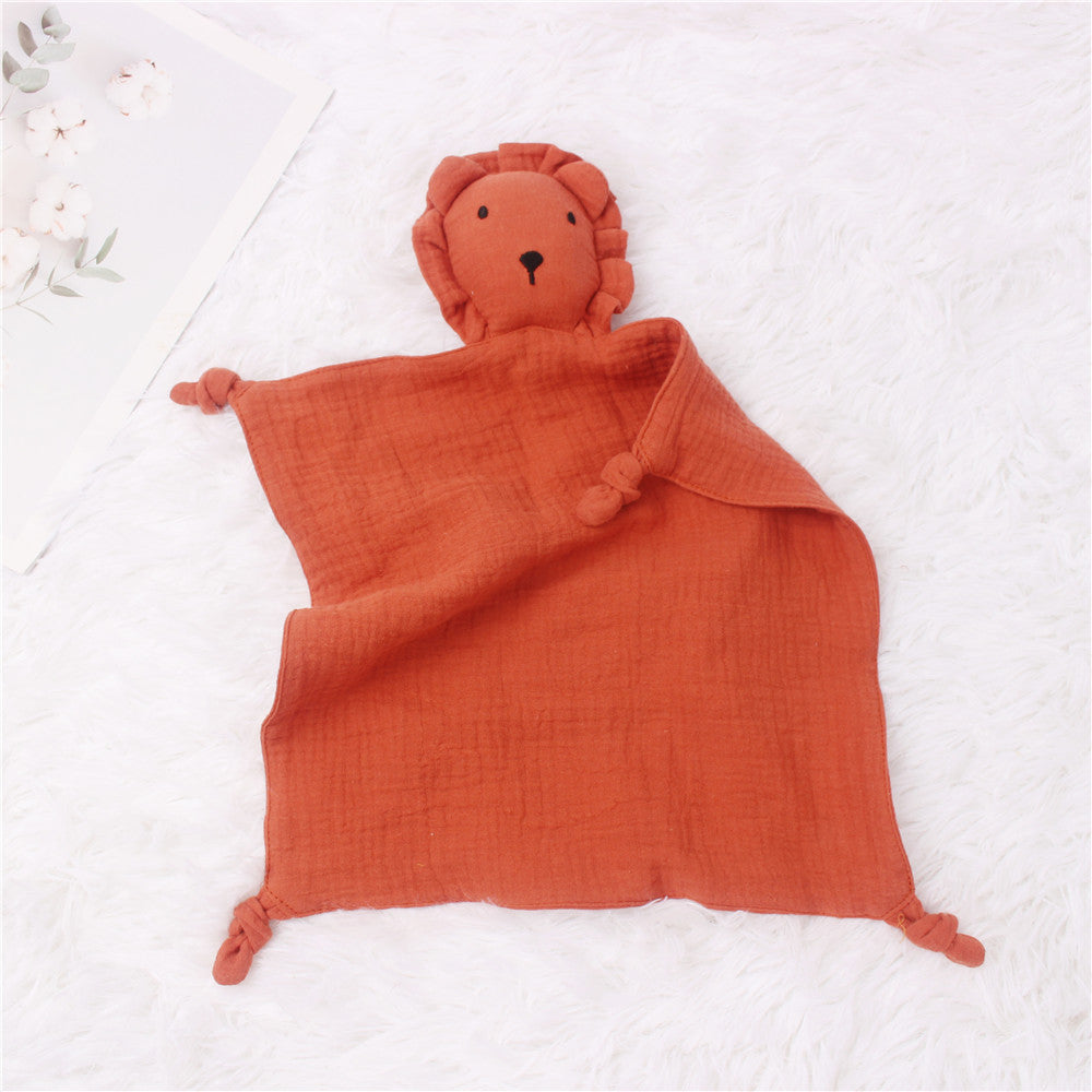 Doudou Lion en Mousseline pour Bébé – Serviette Salive Douce et Réconfortante