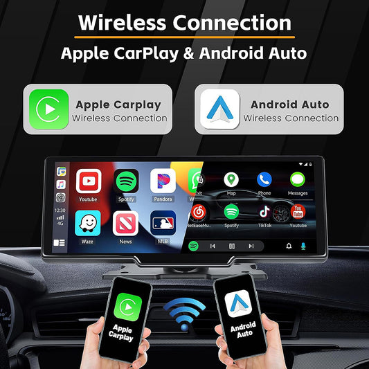 Écran tactile intelligent auto – Wireless CarPlay & Android Auto, contrôle par appli, installation facile