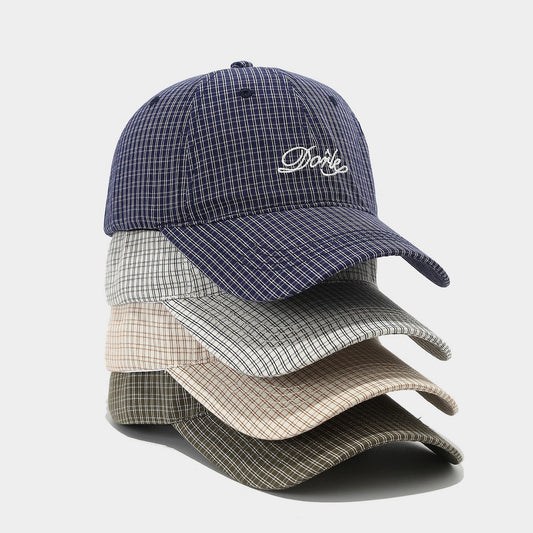 Casquette coréenne à visière à carreaux – unisexe