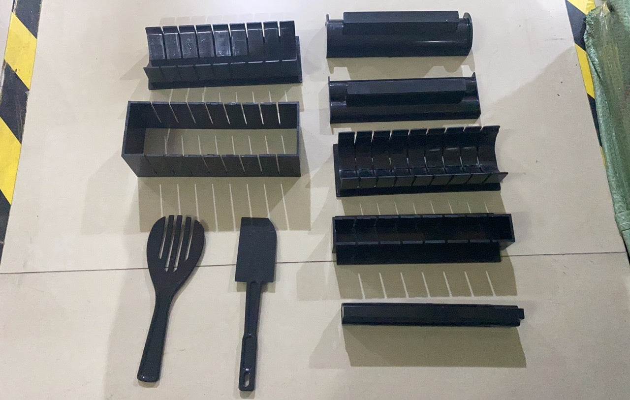 Kit manuel pour sushi – 5 moules réutilisables en plastique + spatule & fourchette