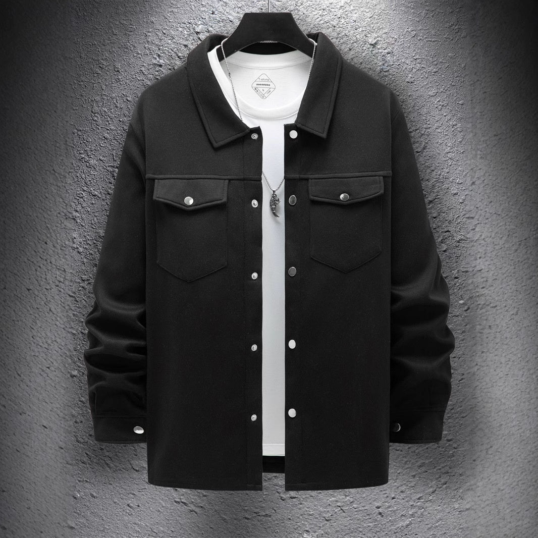 Veste homme casual unie – Coupe simple boutonnée pour printemps et automne