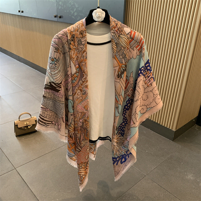 Grand foulard léger anti-UV – soie synthétique