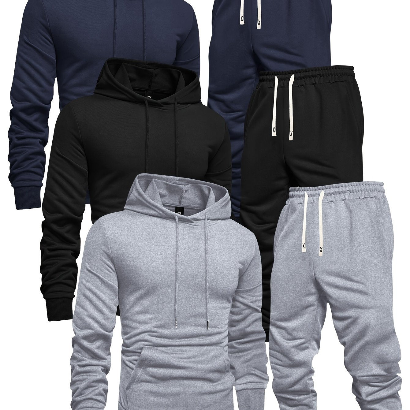 Ensemble homme 3 pièces – Sweat à capuche, blouse et pantalon décontractés