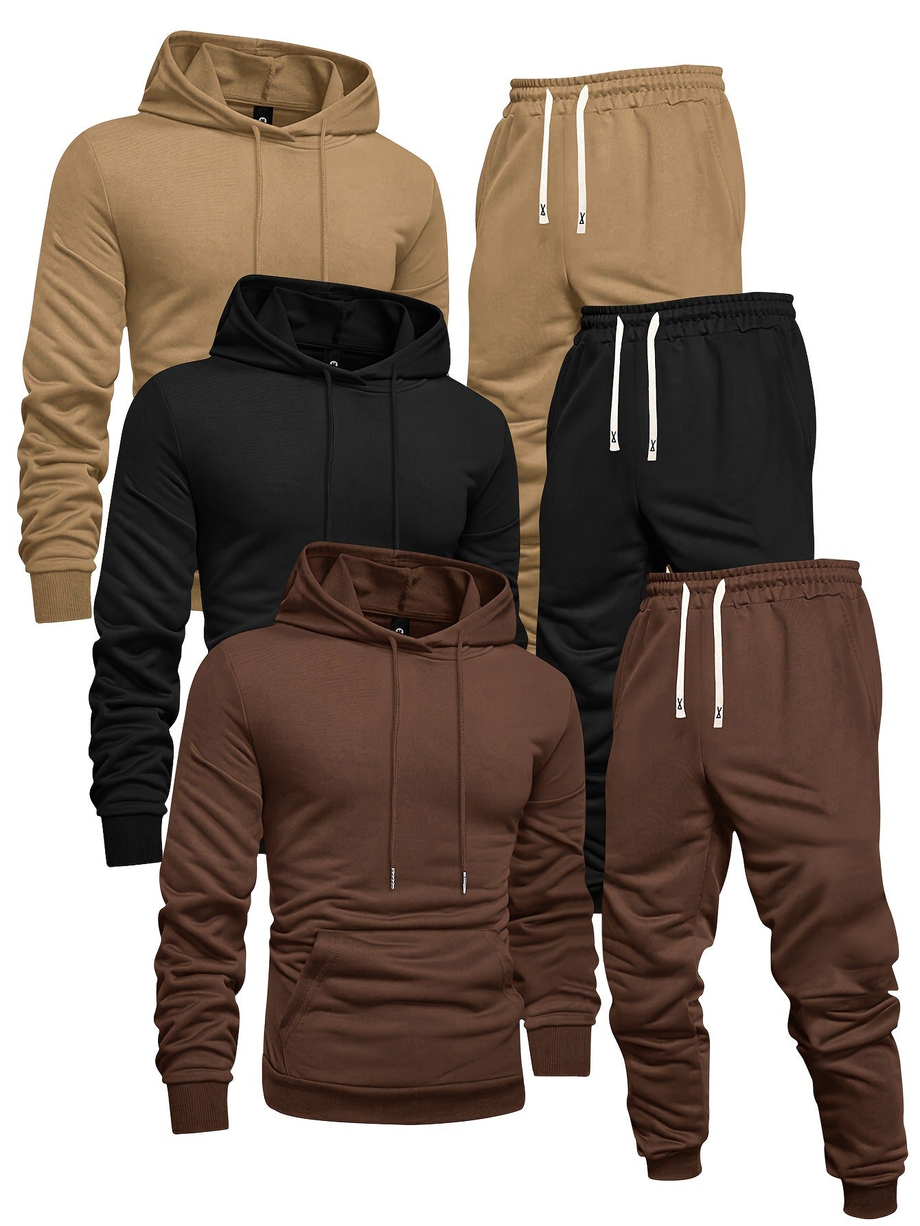 Ensemble homme 3 pièces – Sweat à capuche, blouse et pantalon décontractés